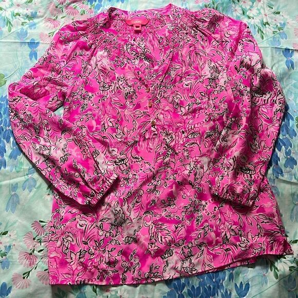 Lilly Pulitzer Elsa Top in ‘Plumeria Pink Purposefully Pink’ - Picture 1 of 10